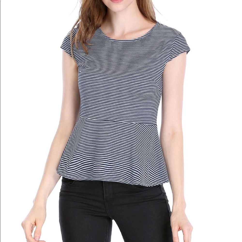 The Limited Striped Peplum Top L